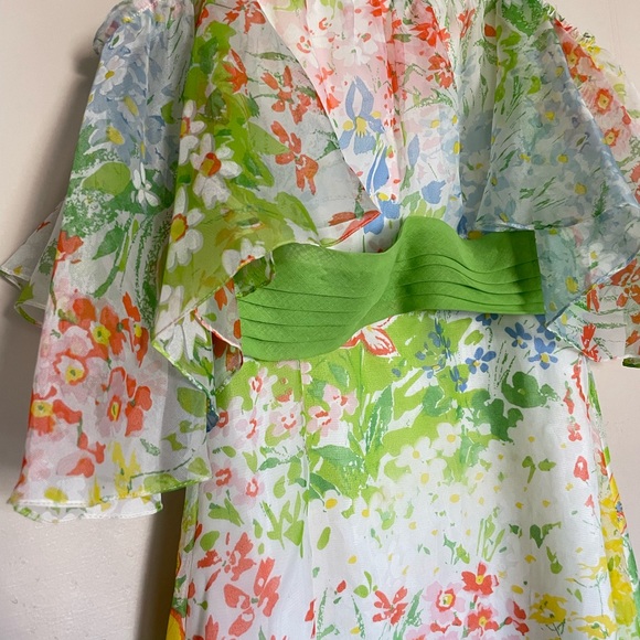 Vintage 1970s Spring Floral Maxi Dress Sundress - Picture 4 of 12